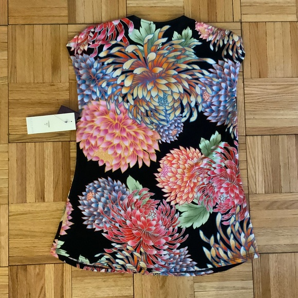 Hale Bob Lucia Floral Top Printed Blouse Tank Button Up Bold Flower Shirt NWOT - Picture 5 of 6